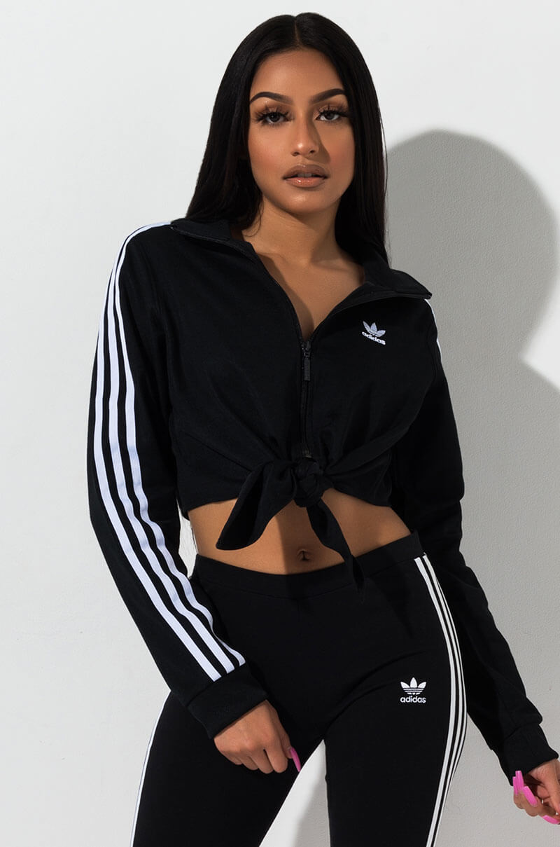 adidas Tie Front Cropped Track Top with 