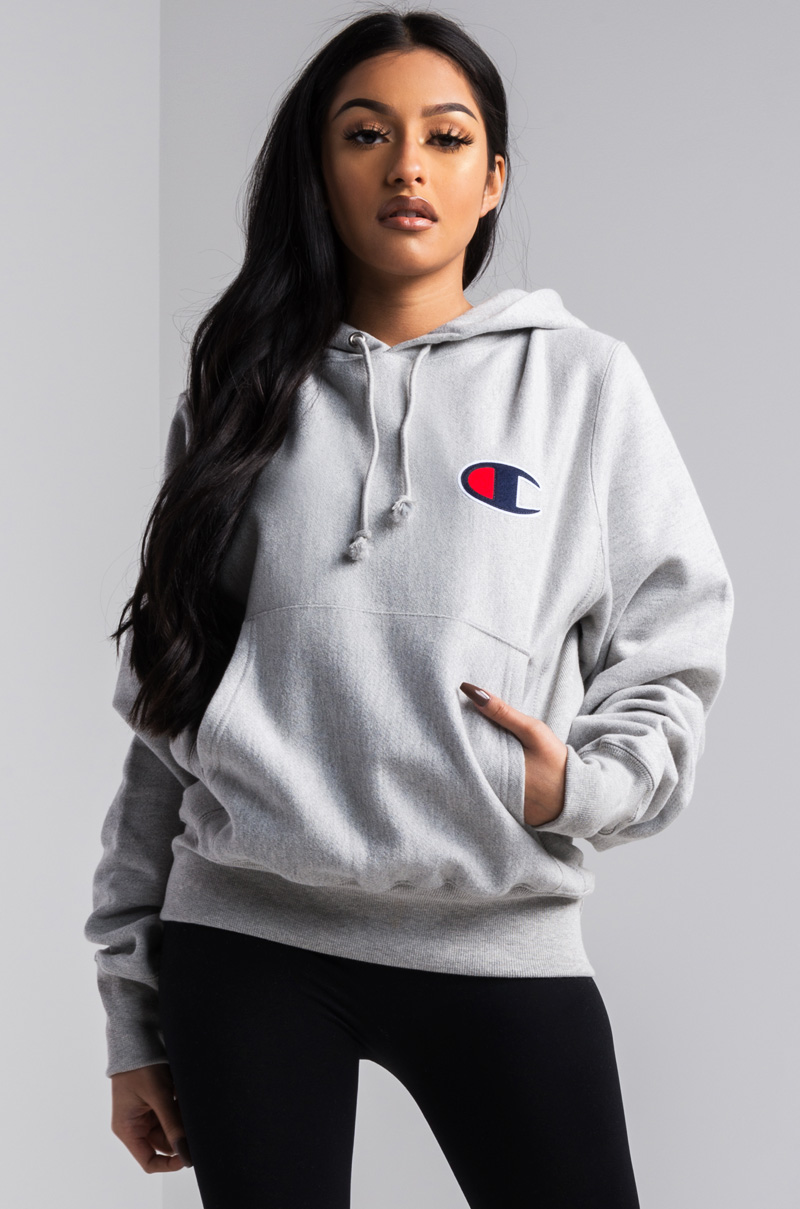 Champion Women's Pullover Hoodie in White, Oxford Grey ...