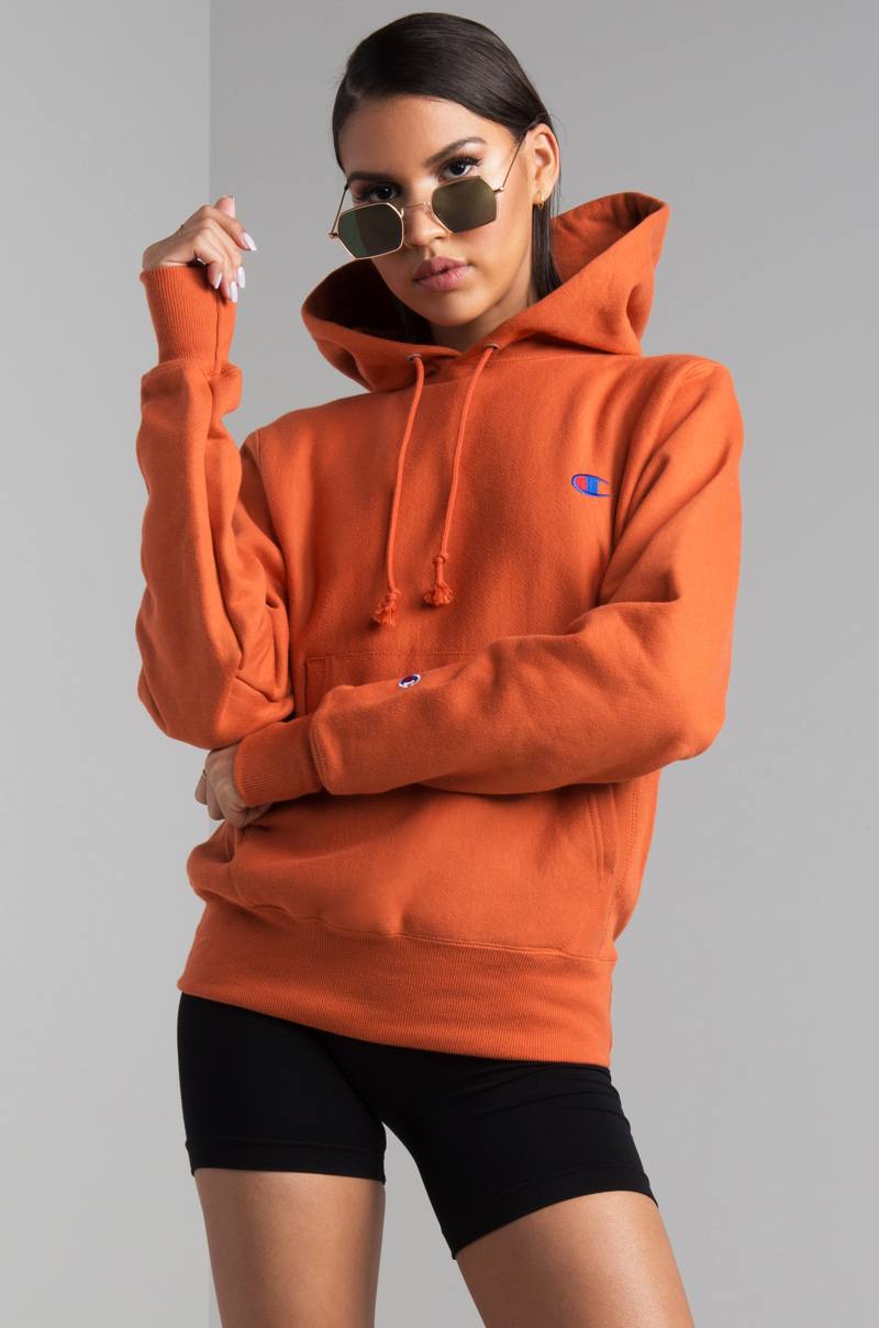 orange champion hoodie womens