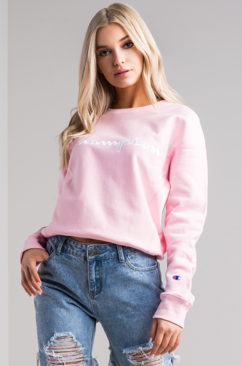 womens pink champion sweatshirt