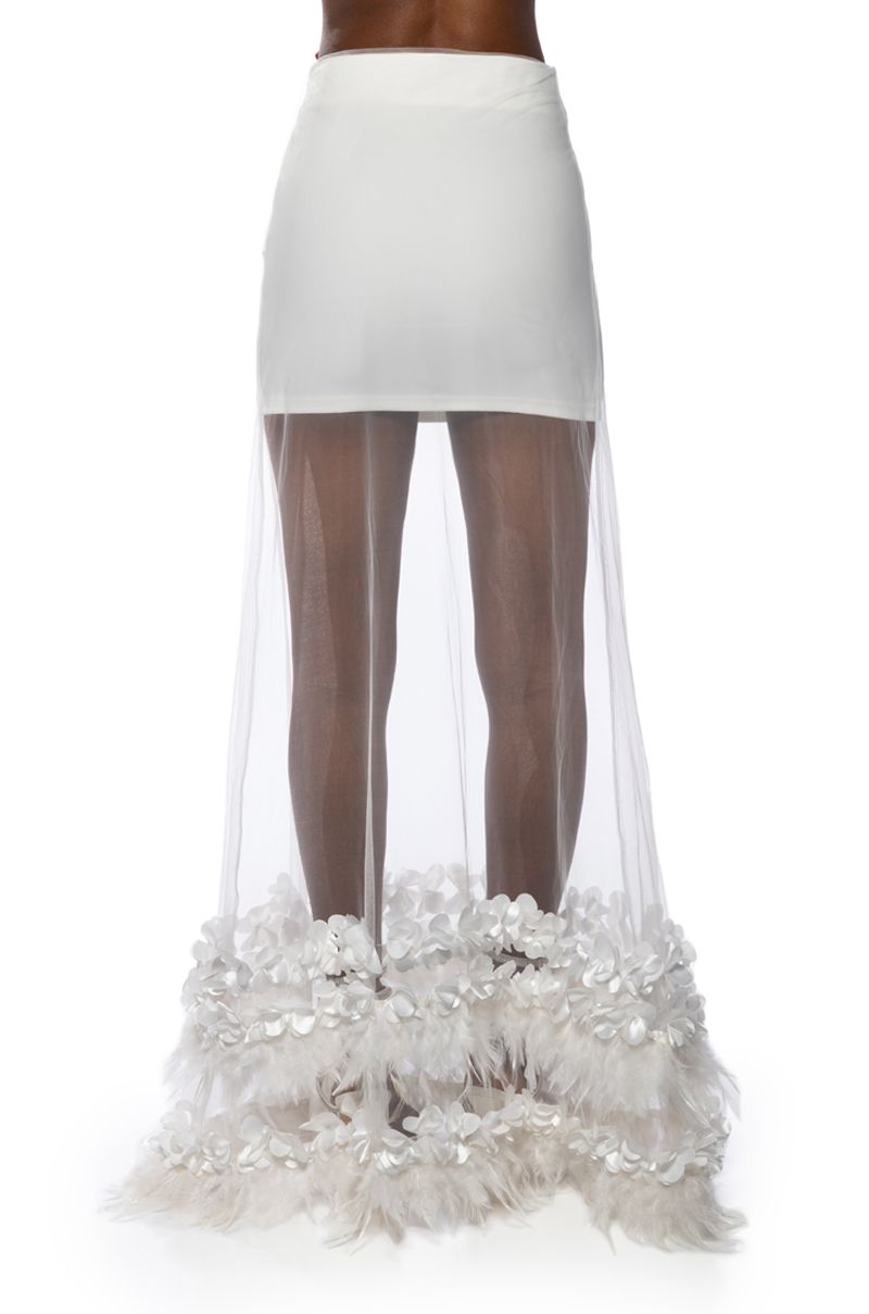 White Deluxe Feather Skirt