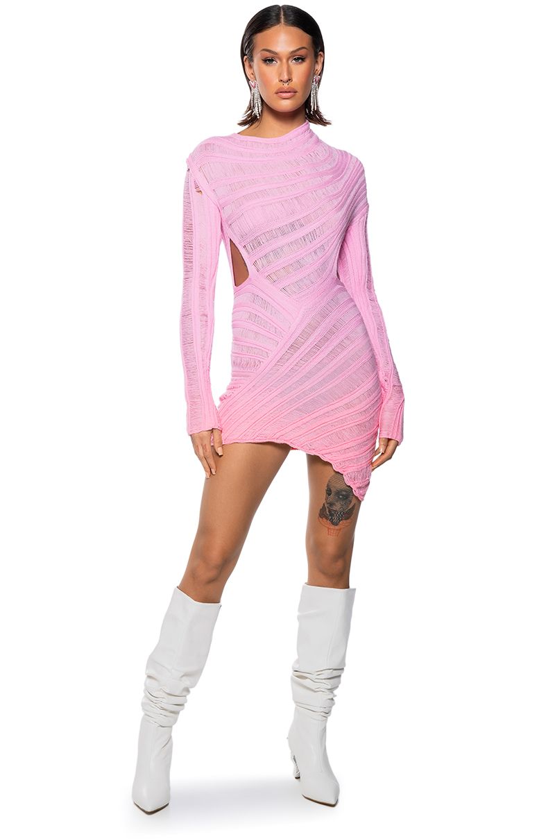 BE ABOUT IT KNIT MINI DRESS IN PINK