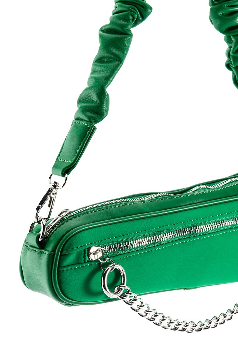 AKEYA FAUX LEATHER CHAIN SHOULDER BAG IN LIME
