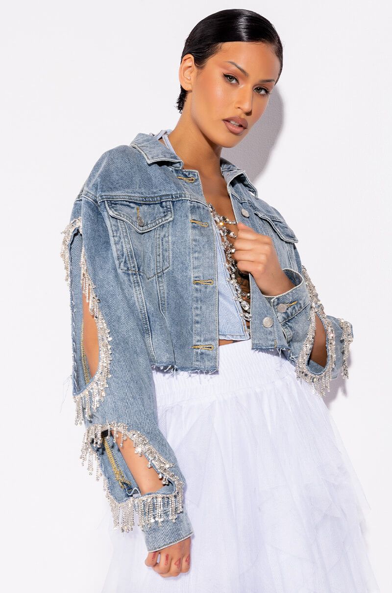 Denim and Diamond Crop Jean Jacket – SHE Amour Couture