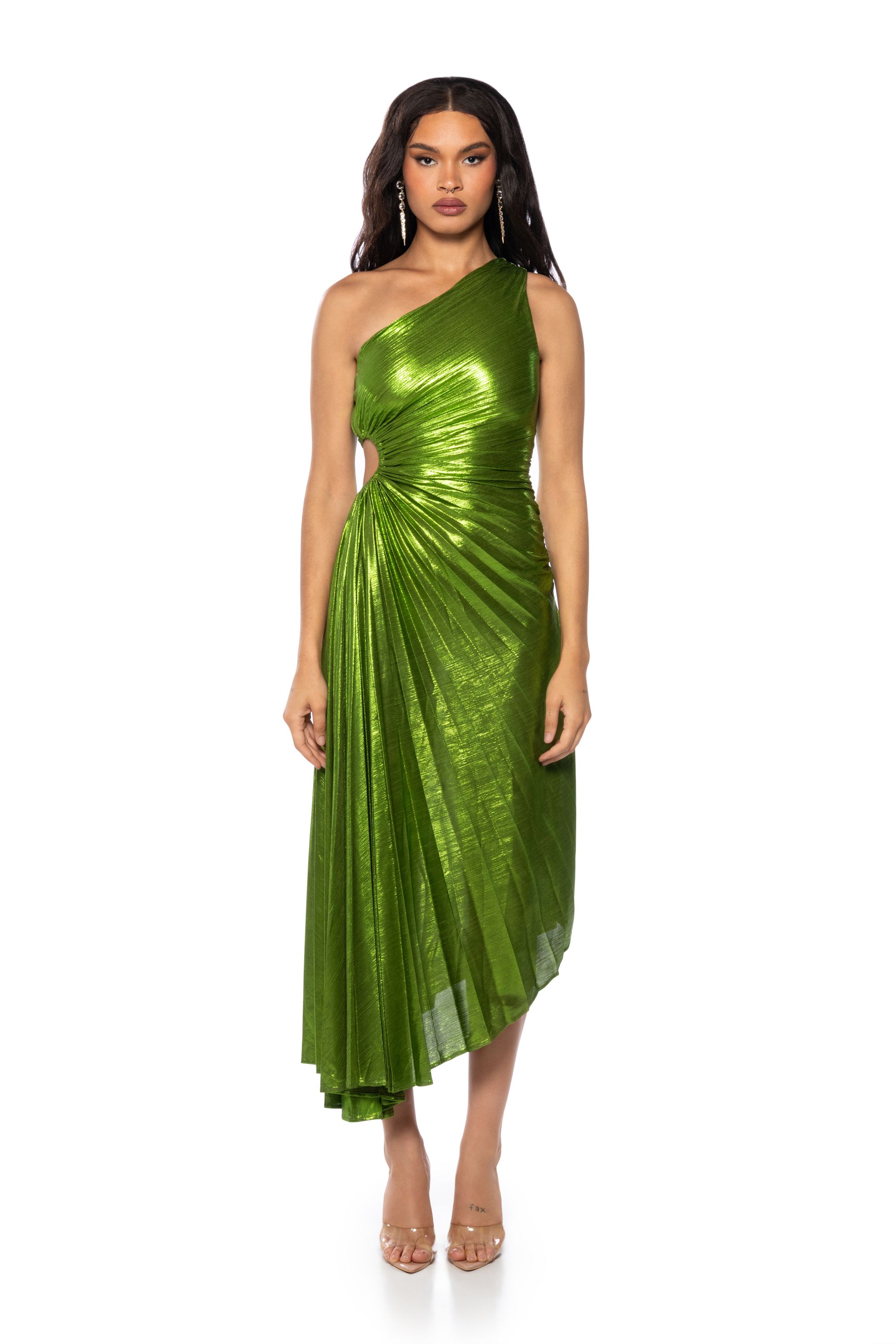 metallic green dress
