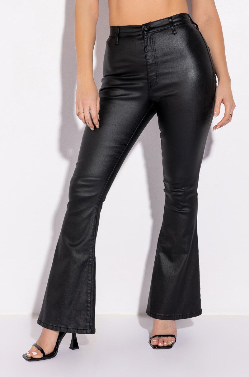 ON DUTY FAUX LEATHER LACE UP SKINNY PANTS WITH 4 WAY STRETCH