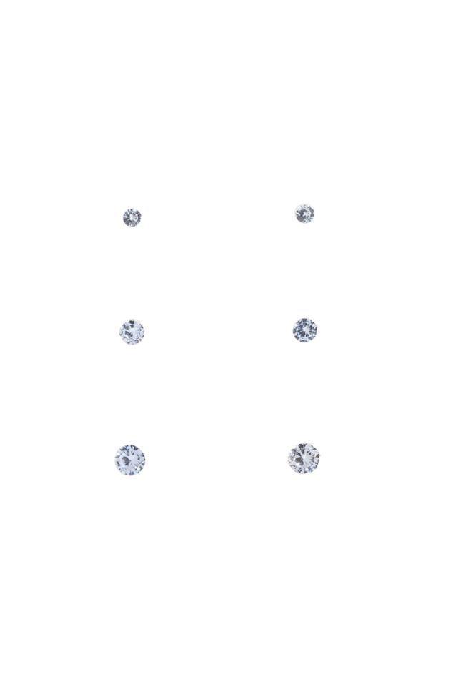 Side View 3 Pack Rhinestone Studs In Silver