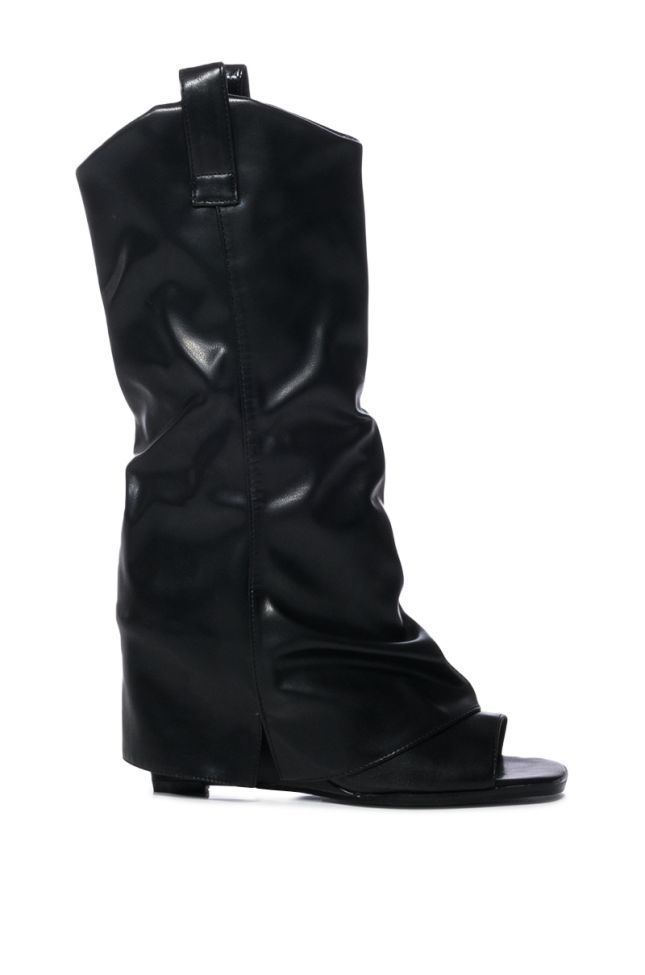 A NEW DAY PEEP TOE MID CALF BOOT IN BLACK