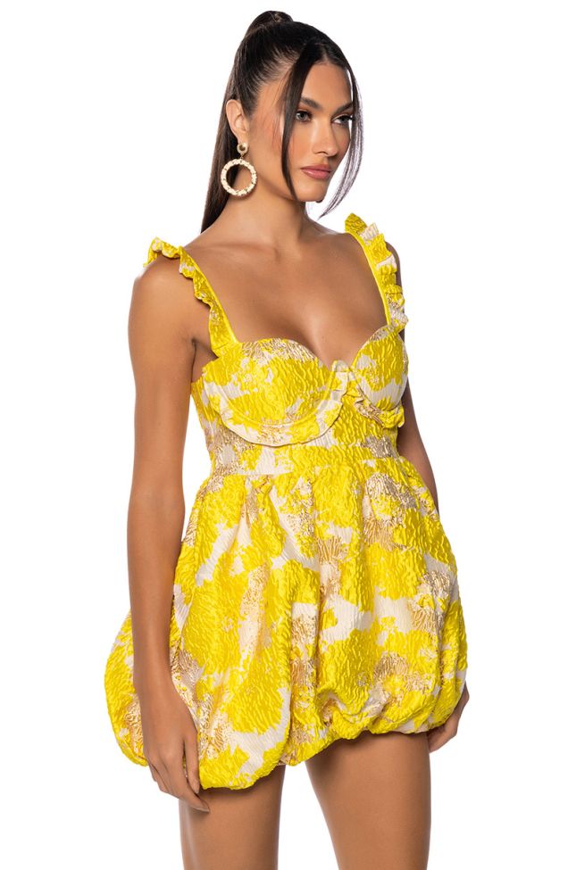 Side View A Spring Day Brocade Bubble Mini Dress