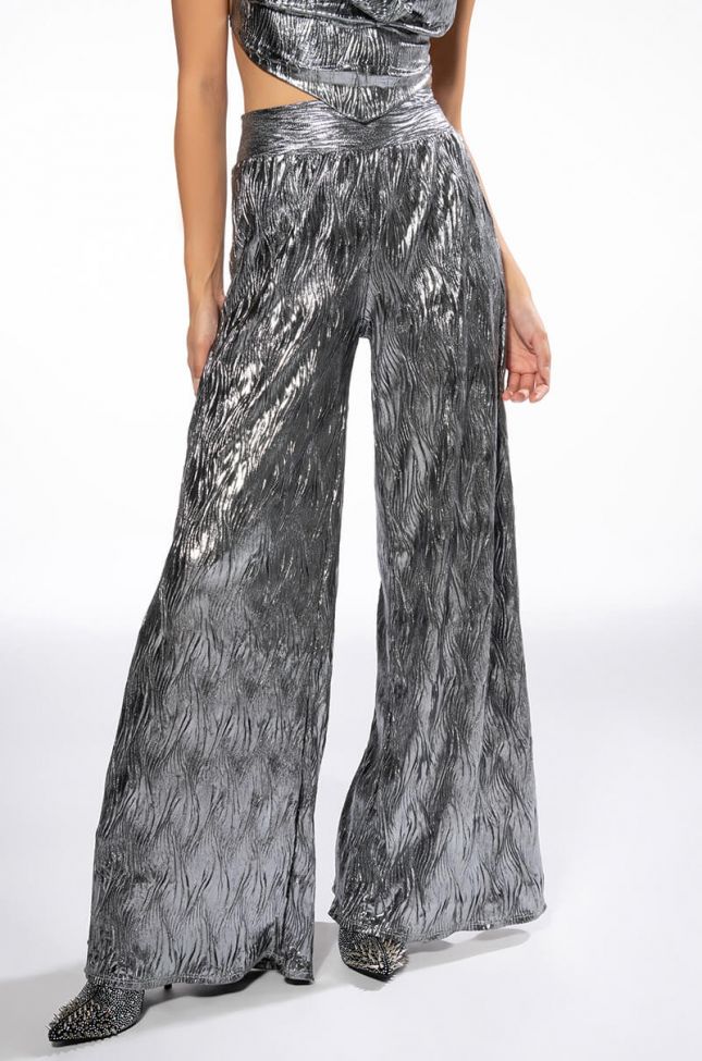 Front View Above All Metallic Wide Leg Pant