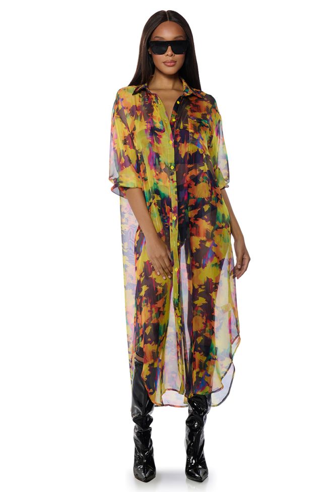 Front View Abstract Floral Duster