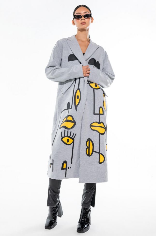 Front View Abstract Stretch Carli Trench