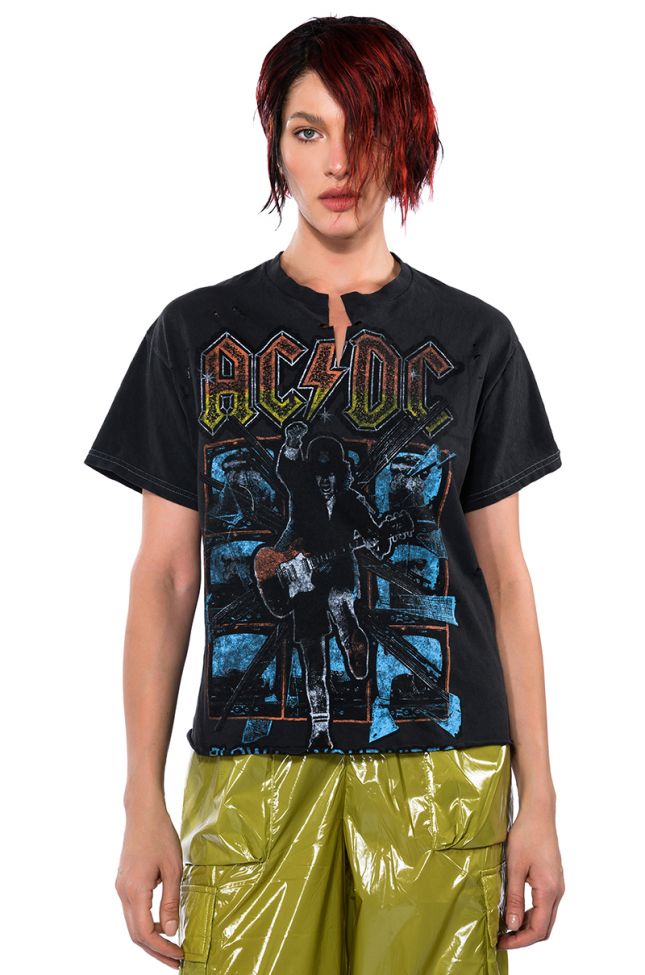 ACDC DISTRESSED CROP GRAPHIC TSHIRT