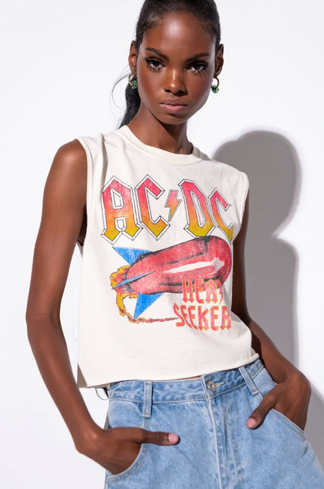 Front View Acdc Heat Seeker Cropped Muscle Tee