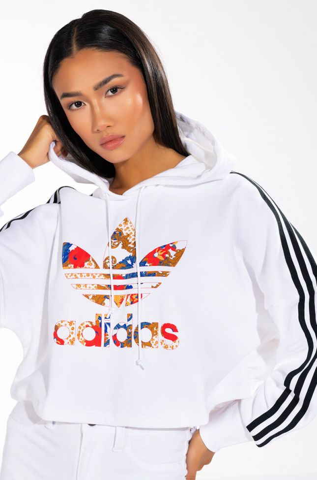 Front View Adidas Floral Boxy Hoodie