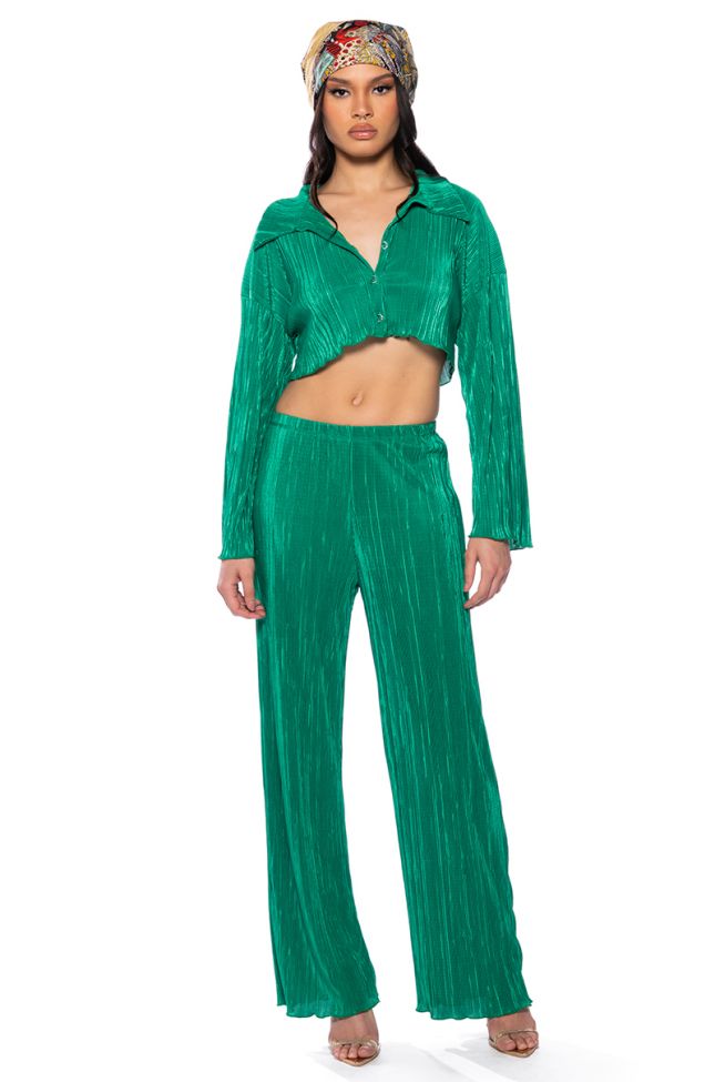 Side View Adventure To My World Pull On Wide Leg Pant In Green