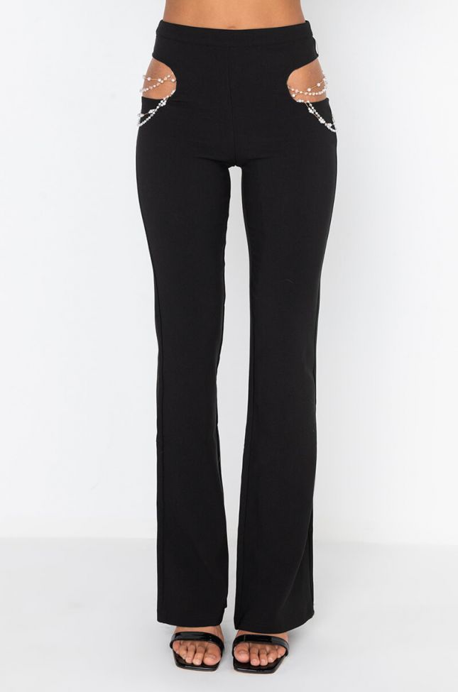 Front View Aint No Other Man Pearl Detail Cut Out Pant