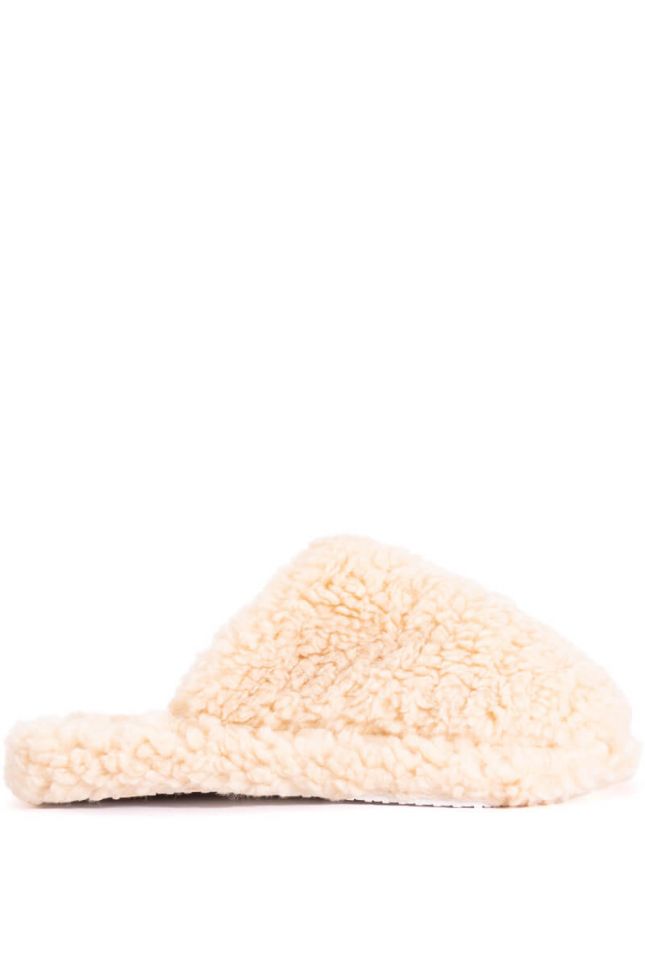 Side View Akira Chica Fluffy Slipper In Natural