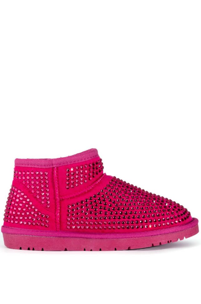 Side View Akira Fairytale Bling Bootie In Pink