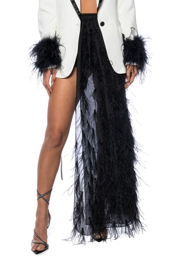 ALICE HALF MAXI SKIRT BELT WITH FEATHERS
