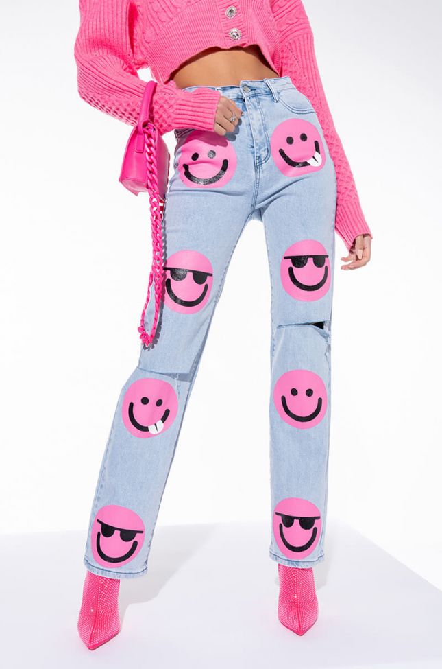 ALL ABOUT SMILES HIGH RISE STRAIGHT JEANS