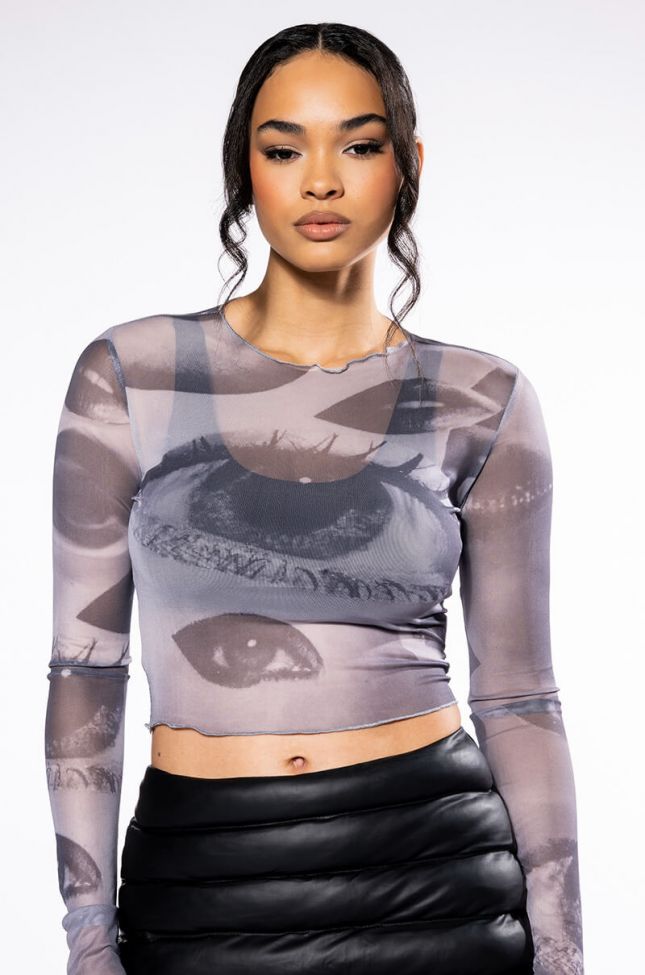 ALL EYES ON YOU LONG SLEEVE MESH TOP