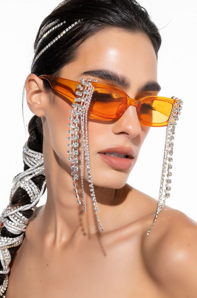 Side View All I Want Is Everything Rhinestone Sunnies