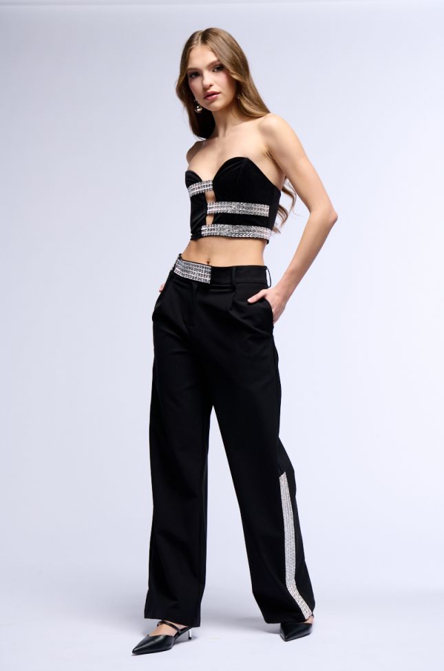 Side View All Night Dream Embellished Wide Leg Trouser