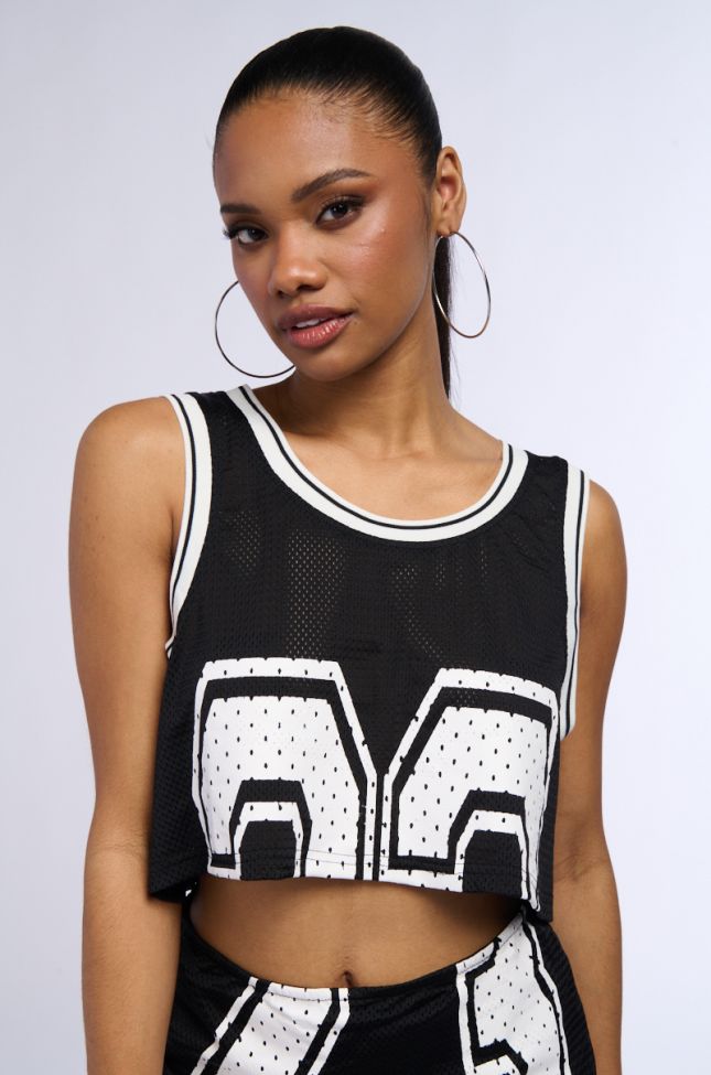 Front View All Star Player Cropped Jersey Tank