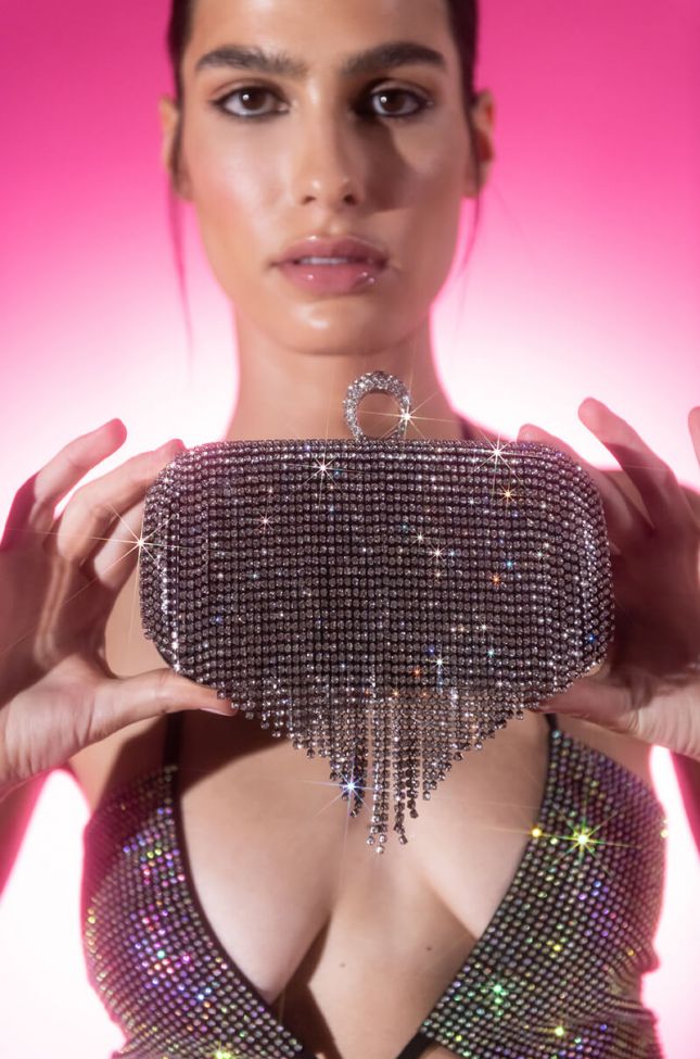 Front View All That Glitters Rhinestone Clutch