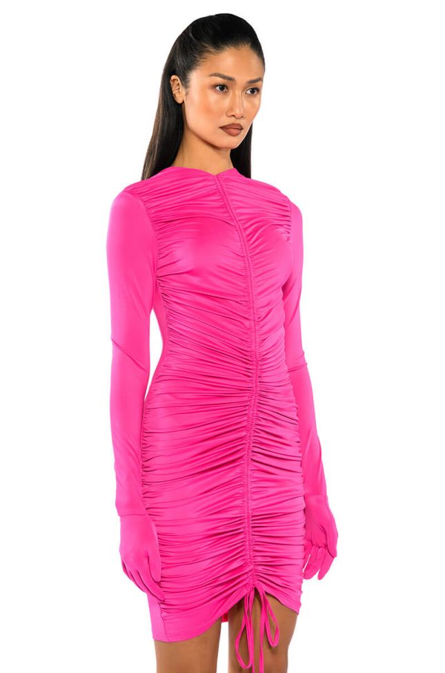 ALL THAT RUCHED BODYCON GLOVED MINI DRESS