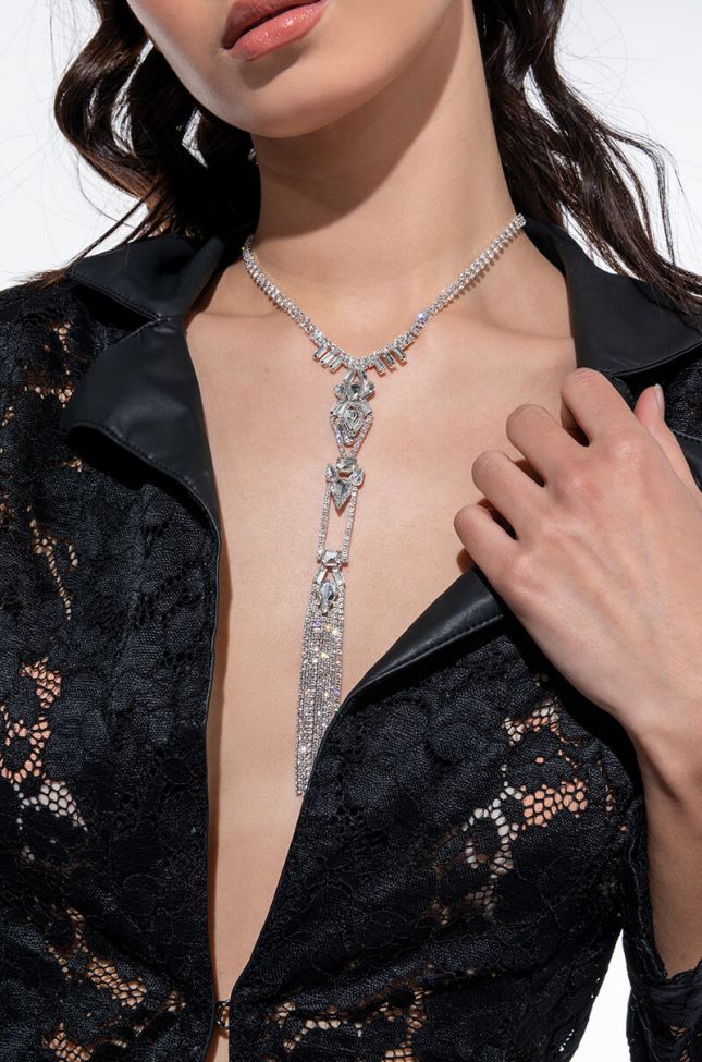 ALL THE BLING LONG RHINESTONE NECKLACE