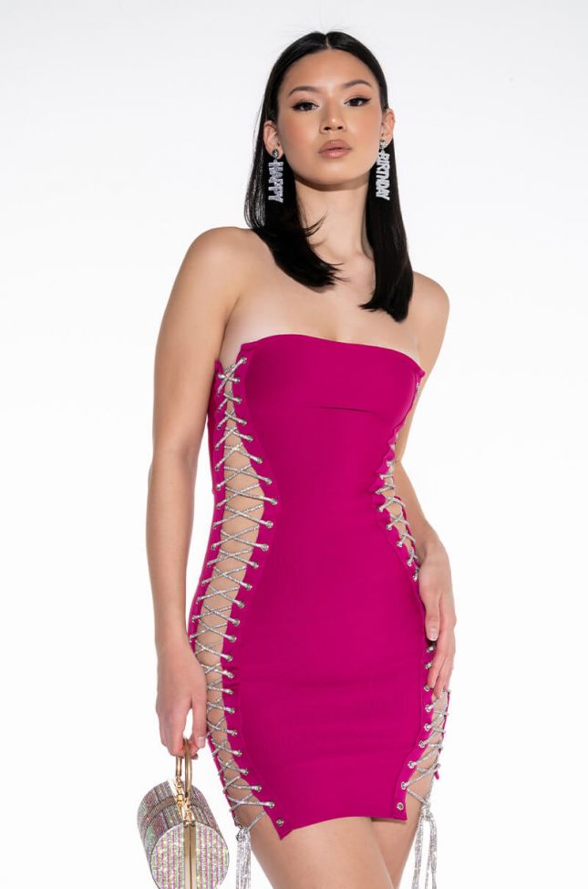 Front View All The Right Places Bandage Mini Dress