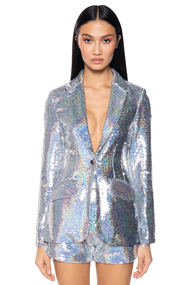 Extra View All Up In My Mind Hansel Holiday Sequin Fitted Blazer