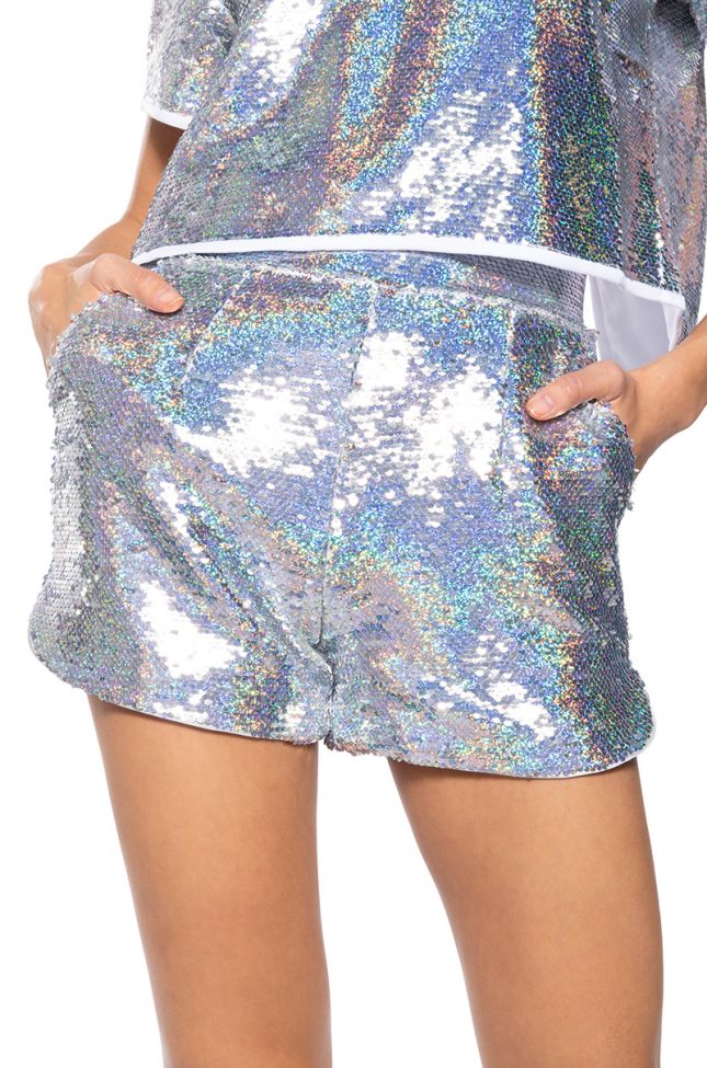 Side View All Up In My Mind Sequin High Waist Shorts
