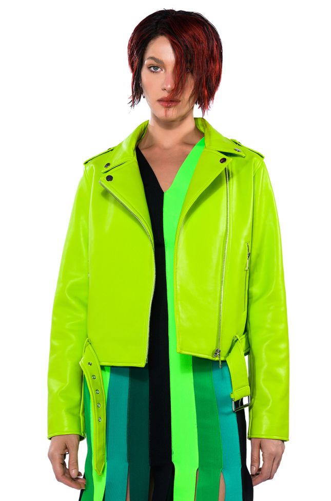 Full View Alter Ego Essential Moto Jacket In Light Green