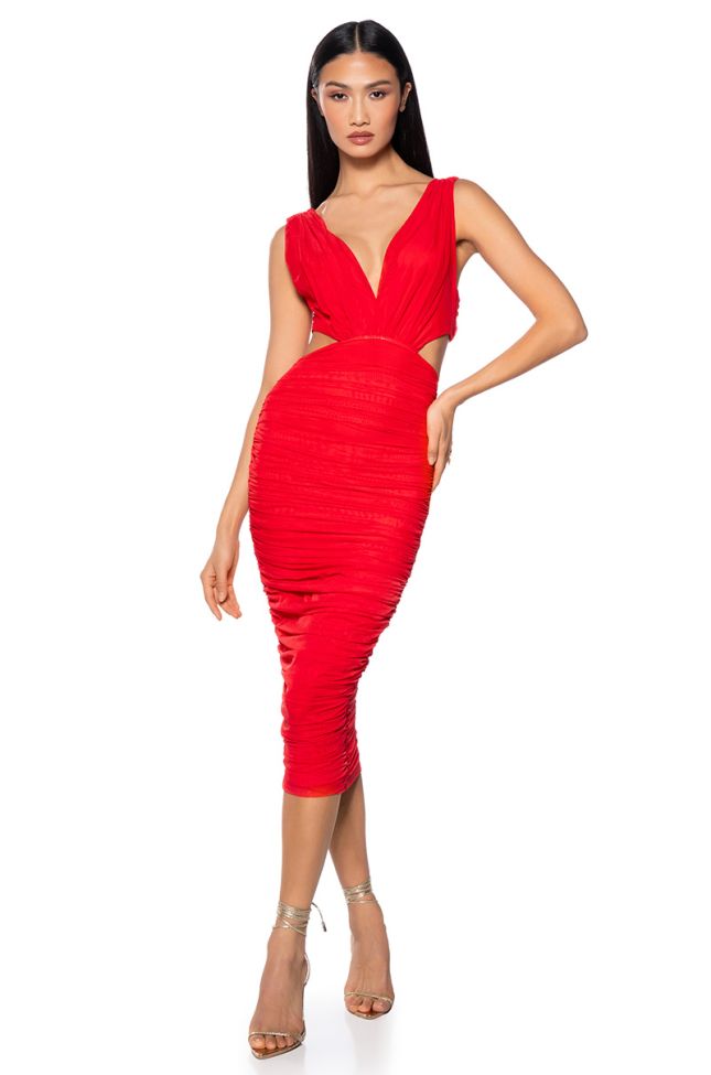 Front View Always A Slay This Way Low V Neck Midi Dress