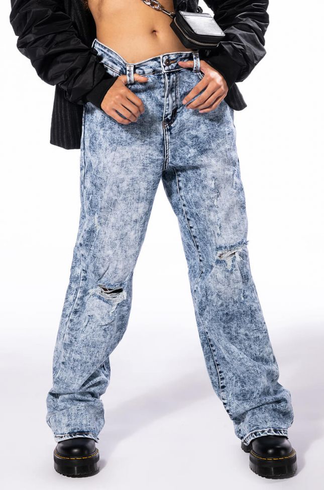 Front View Always First Straight Fit Acid Wash Jeans