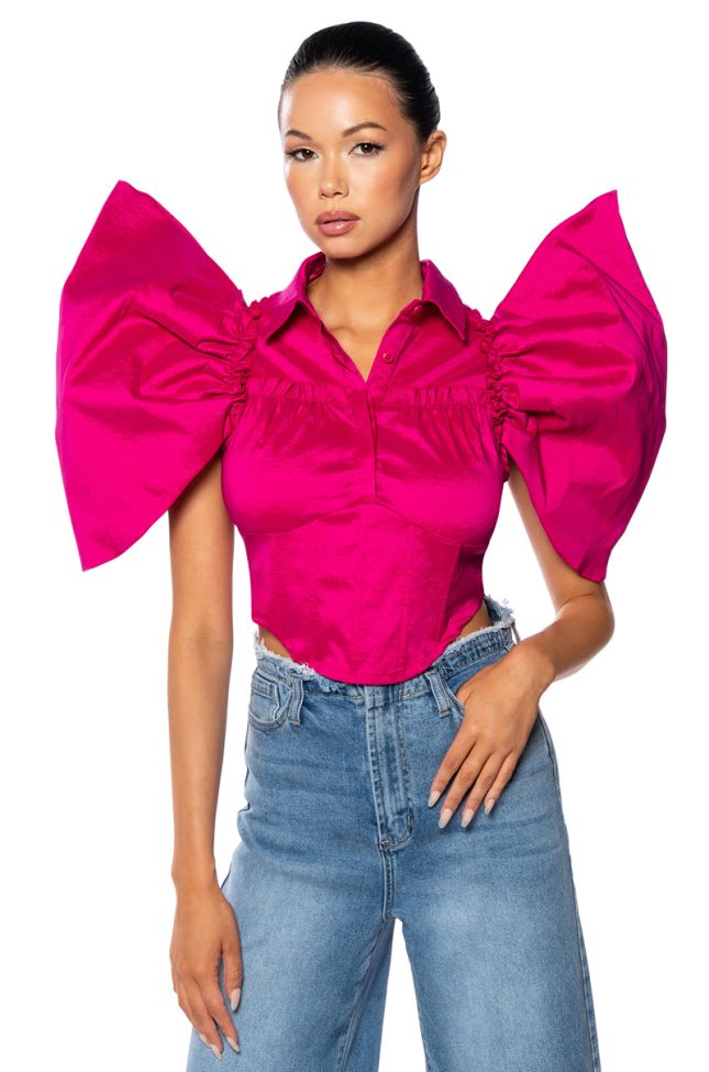 Front View Always Flawless Bow Detail Statement Blouse