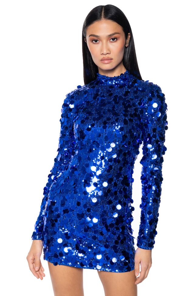 Extra View Always Full Glam Sequin Mini Dress In Royal Blue