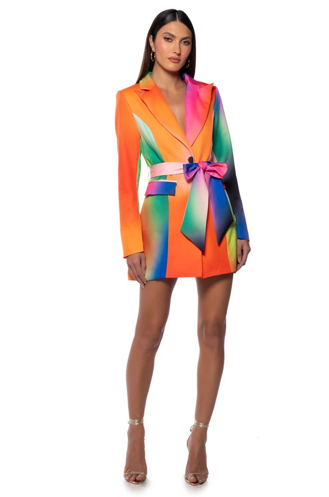 Side View Always Right Belted Mini Dress In Rainbow Multi