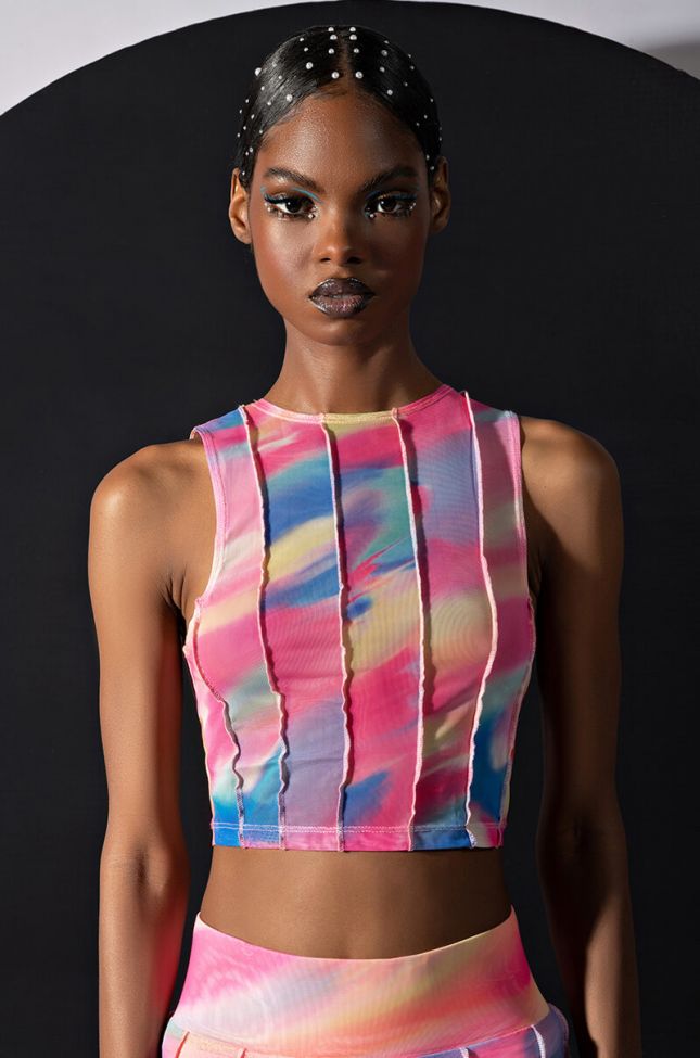 Front View Always The Bright Light Mesh Crop Top