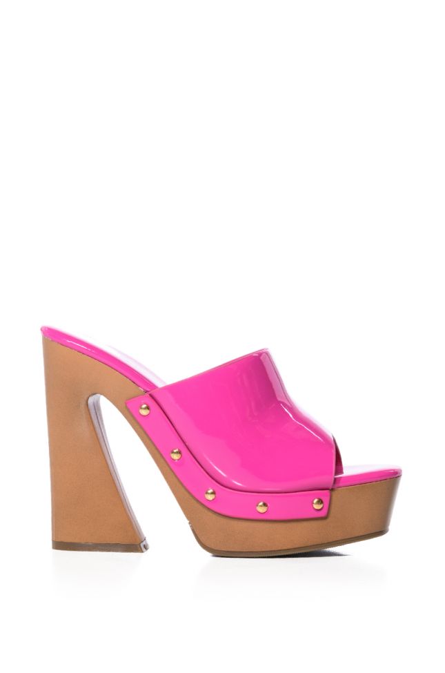 Side View Amanda Slip On Patent Sandal In Pink