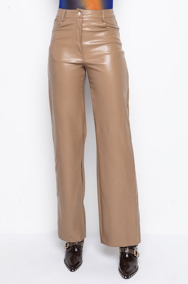 Detail View Ammo High Rise Faux Leather Wide Leg Pants