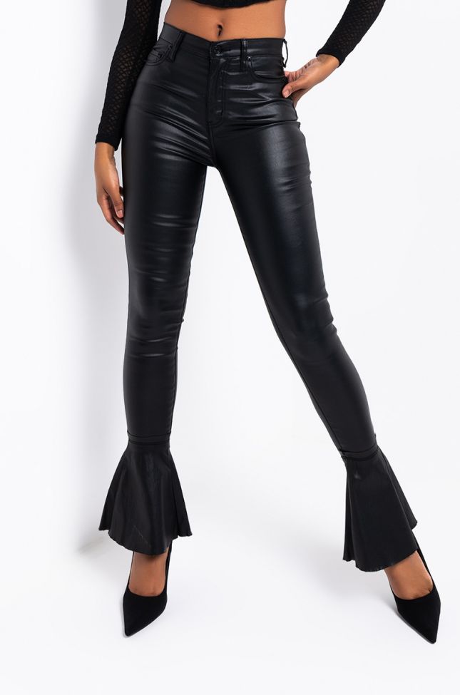Front View Ammo Nouveau High Waisted Pleather Pants in Black