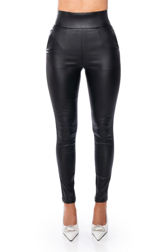 Front View Ammo X Akira Big Booty High Waist Pleather Pant With 4 Way Stretch