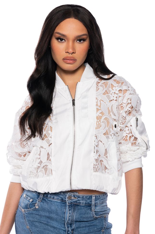 Front View And Just Like That Lace Bomber