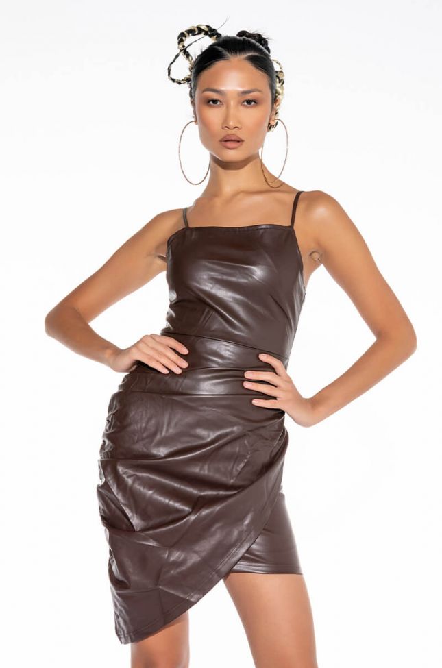 Front View Anthem Faux Leather Mini Dress