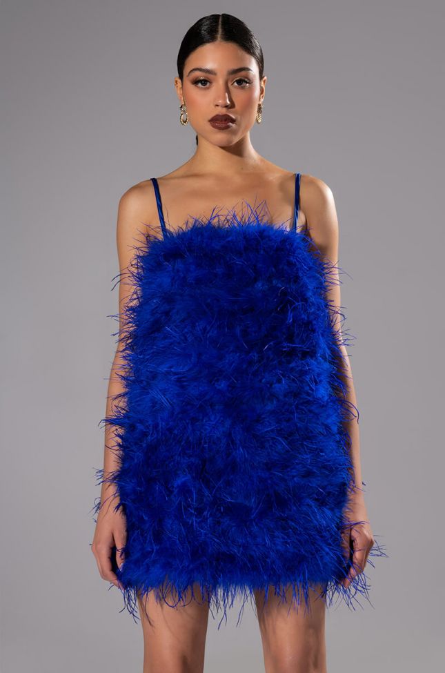 Front View Anything And Everything Feather Mini Dress