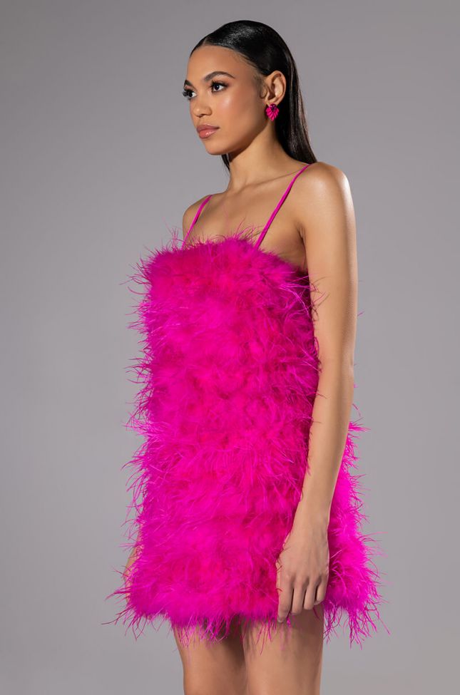 Front View Anything And Everything Strapless Feather Mini Dress